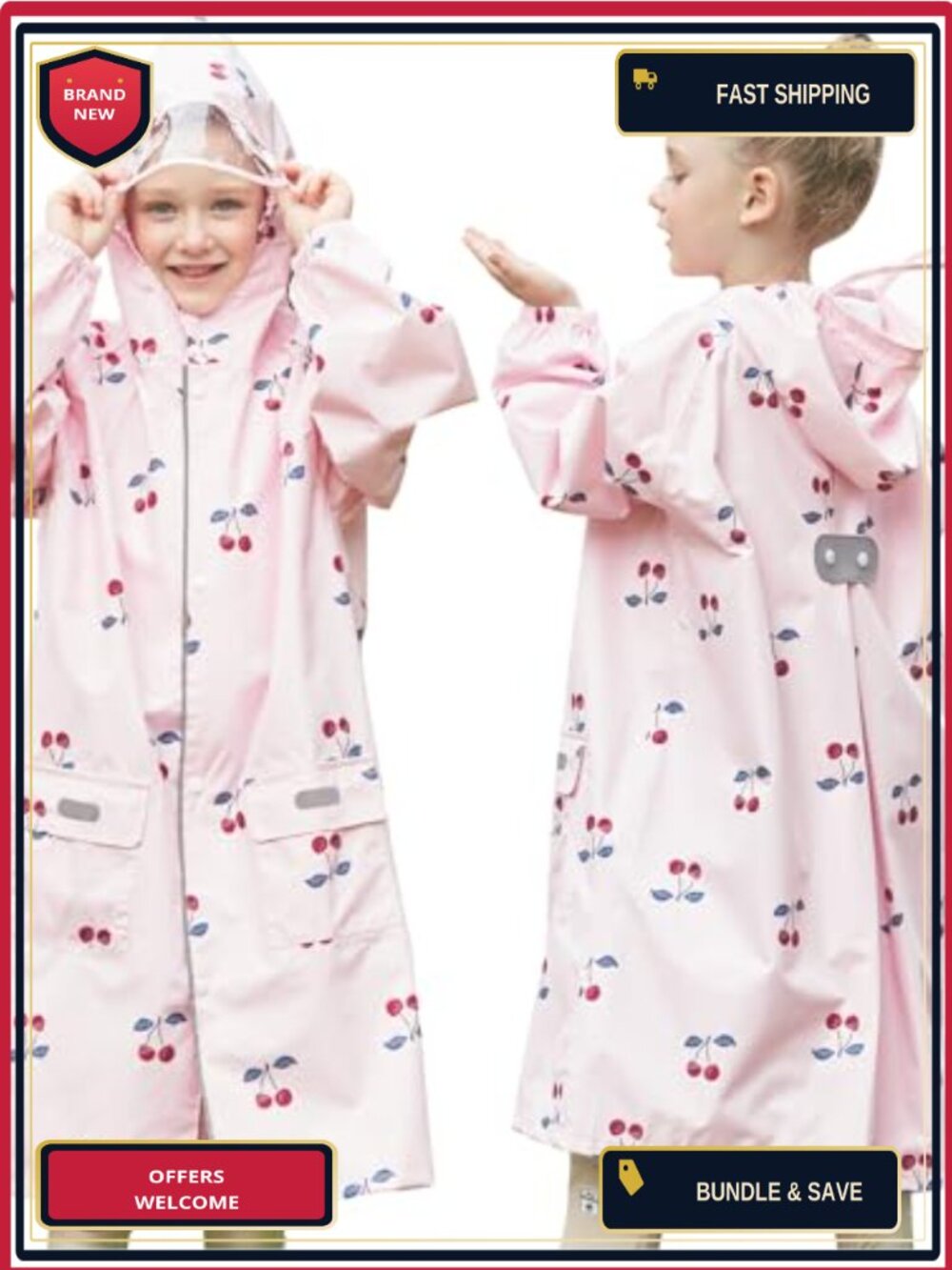 Kids Raincoat Waterproof Jacket Reusable Toddler Rain Poncho